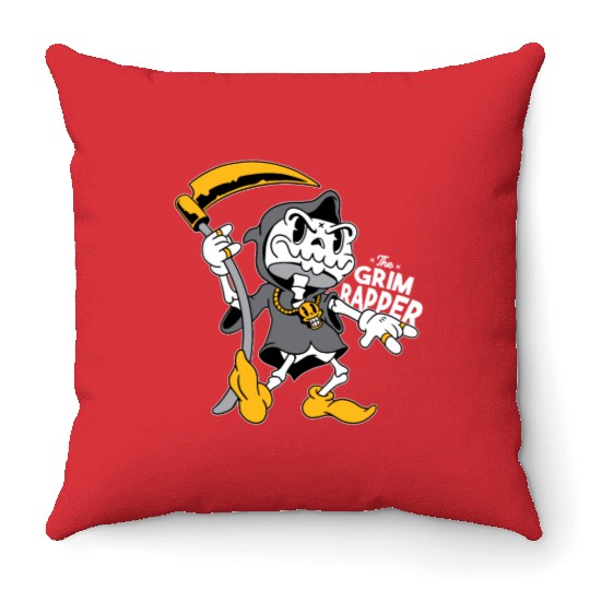 The grim reaper Throw Pillows funny the grim rapper