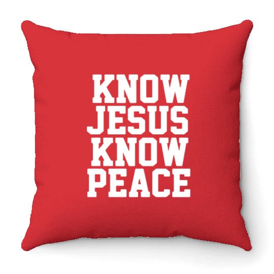 Know jesus know peace 01 Throw Pillows