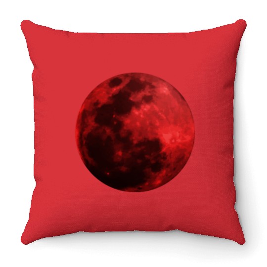 Blood Moon - Space - Graphic Realistic Throw Pillows