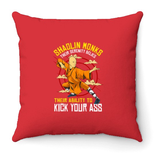 Funny Shaolin Monk Kung Fu MMA Throw Pillows