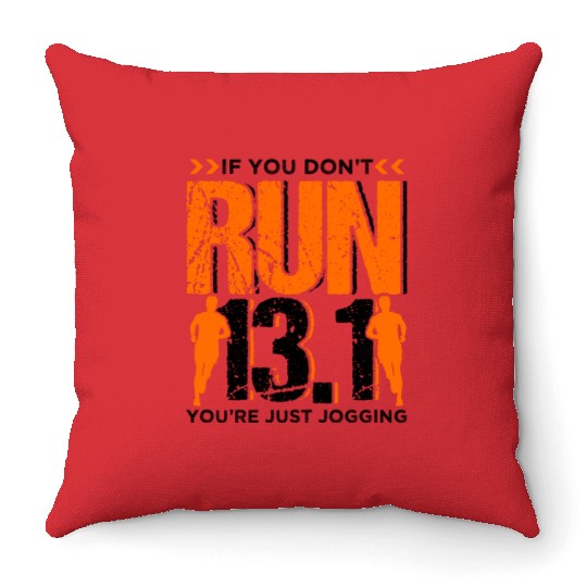 Runner Running Half Marathon Quotes Gift Throw Pillows