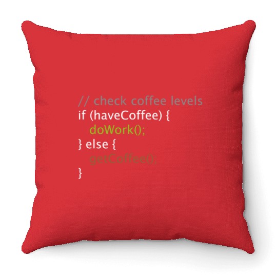 Computer Science Nerd Geek Programmer Coffee Work Throw Pillows