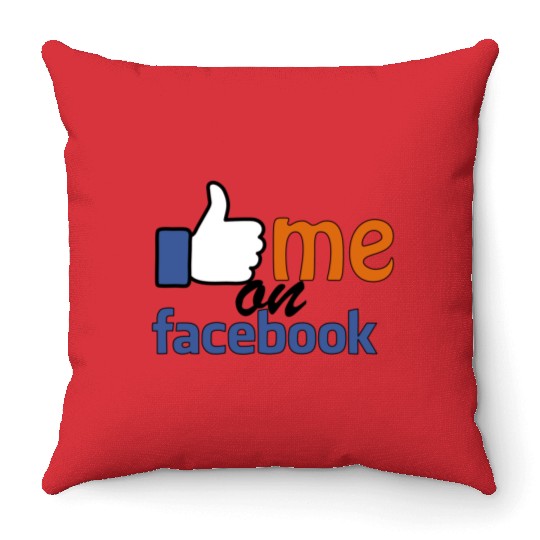 like me on facebook Throw Pillows