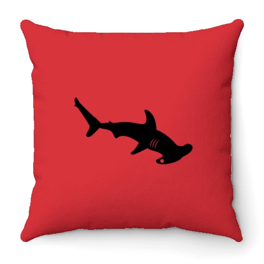 Silhouette design - Hammerhead Shark Throw Pillows