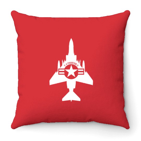 F-4 Phantom II Military Fighter Jet Airplane Throw Pillows