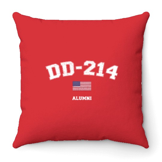 Dd 214 Us Armed Forces Alumni Usa Flag Vintage Throw Pillows