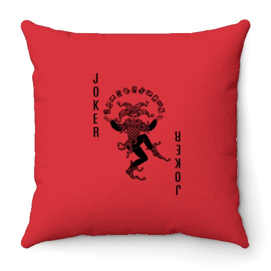 Black and White Joker Classic Card Deck Casino Throw Pillows