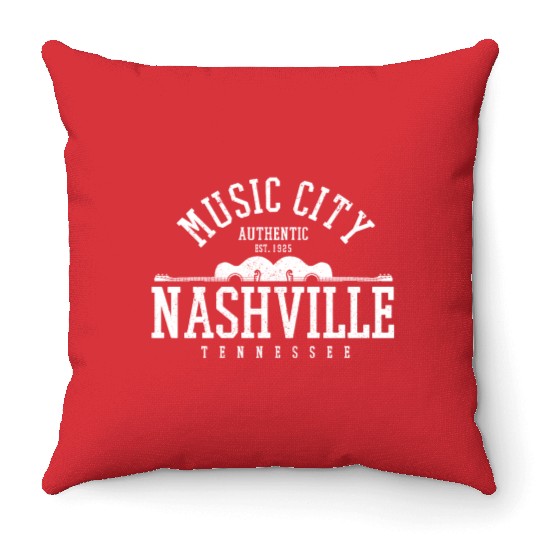 Nashville Music City Tennessee Country Music Gift Throw Pillows