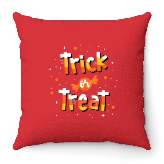 Trick Or treat Candy Yellow and Orange Cute Throw Pillows