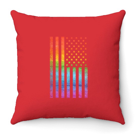 Vintage LGBT Pride American Flag Gay Pride Throw Pillows