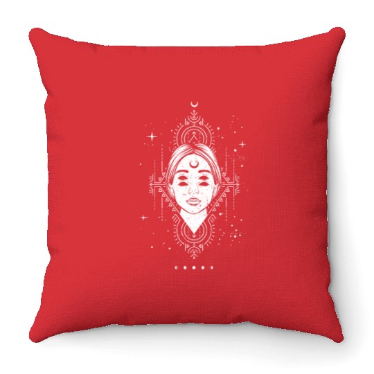 Occult Moon Baphomet Tarot Card Satanic Devil Throw Pillows