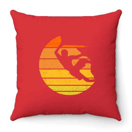 Rock climbing climber mountains Throw Pillows