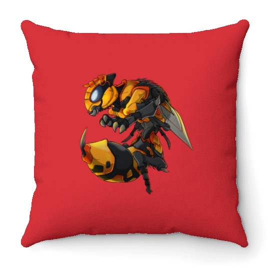 Chameleon Wasp Monster Throw Pillows