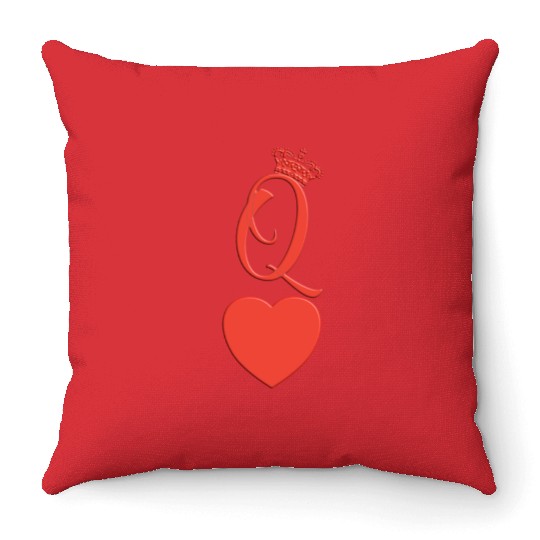 queen heart crown queen of hearts playing card Throw Pillows