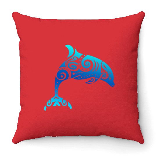 Maori Dolphin Polynesian T Tattoo Gift Idea Throw Pillows