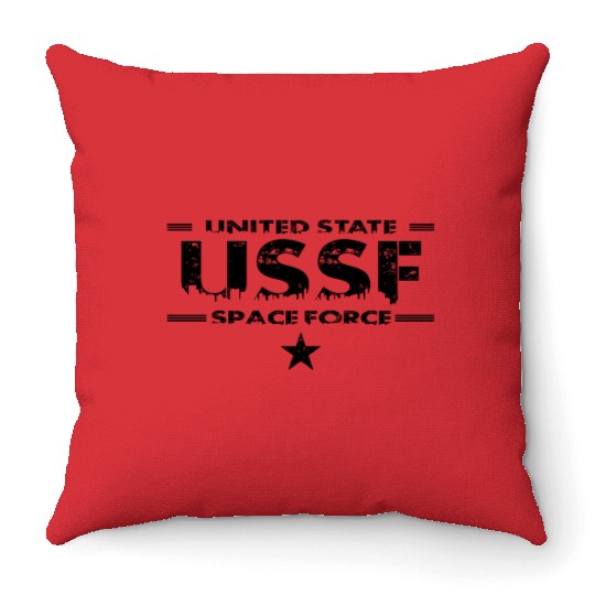 Space Force - Black Throw Pillows