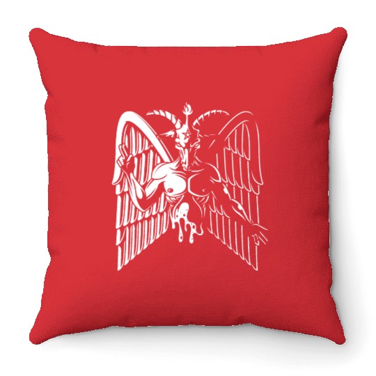 Dark Goat Baphomet - Satanic Lucifer Beelzebub Throw Pillows