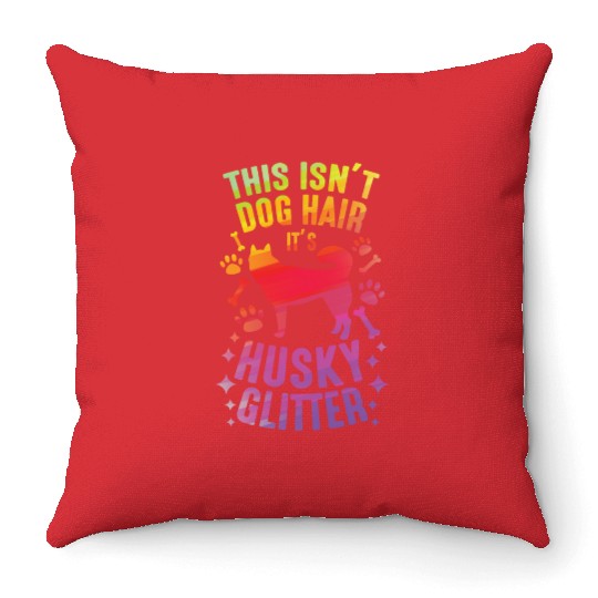 Siberian Husky Dog Wolf Funny huskies Dog Hair Throw Pillows