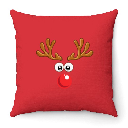 Christmas Rudolph reindeer winter nature gift Throw Pillows