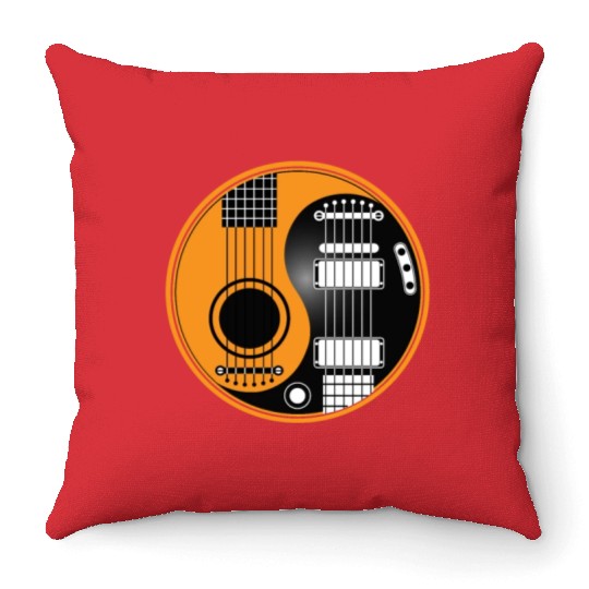 Guitar Ying Yang Throw Pillows