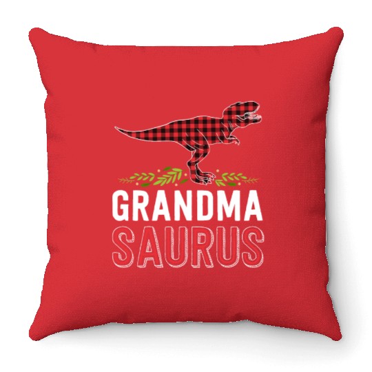 Grandma Saurus T Rex Red Plaid Matching Family Throw Pillows