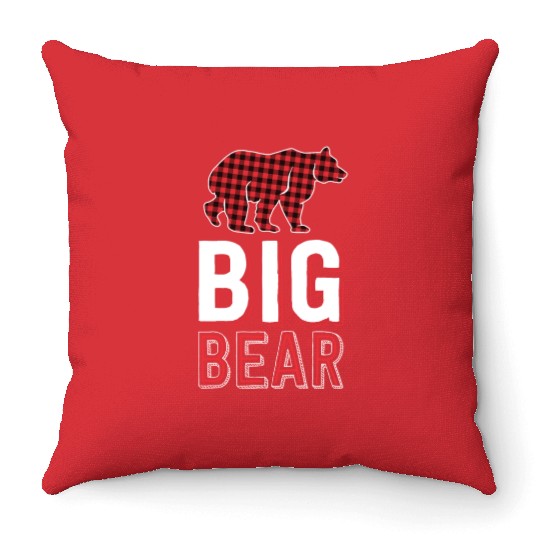 Big Bear Kids Red Buffalo Plaid Matching Family Throw Pillows