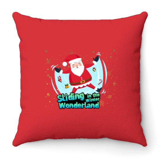 Christmas Santa Claus Winter Cold Sliding Xmas Throw Pillows