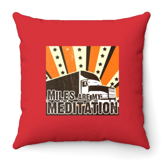 Truck Driver Load Miles Happy Trucker Road Runner Throw Pillows