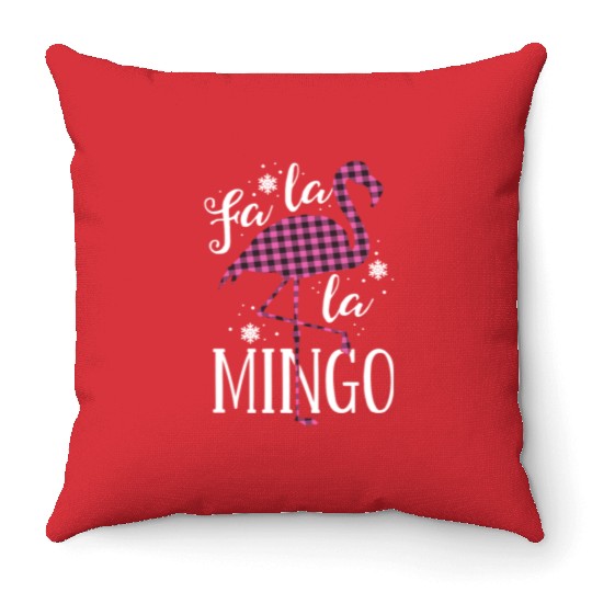 Fa La La Mingo Flamingo Christmas Throw Pillows Pink