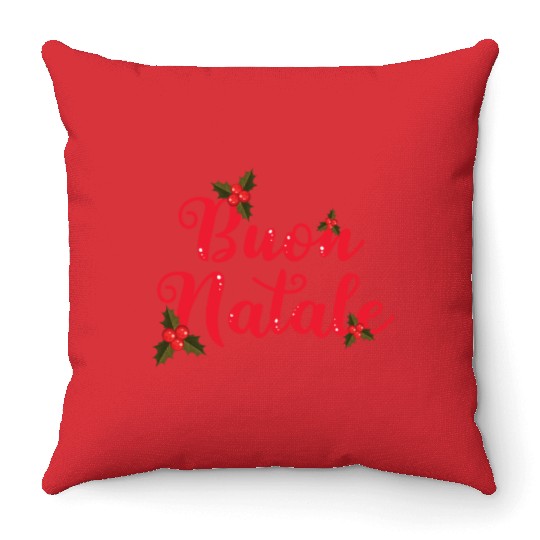 Buon Natale Italian Merry Christmas Holiday Throw Pillows