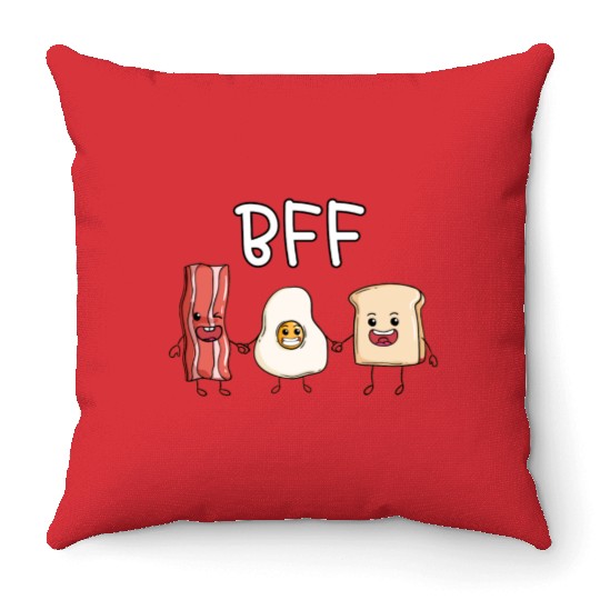 Fried egg bacon and toast best friends forever Throw Pillows