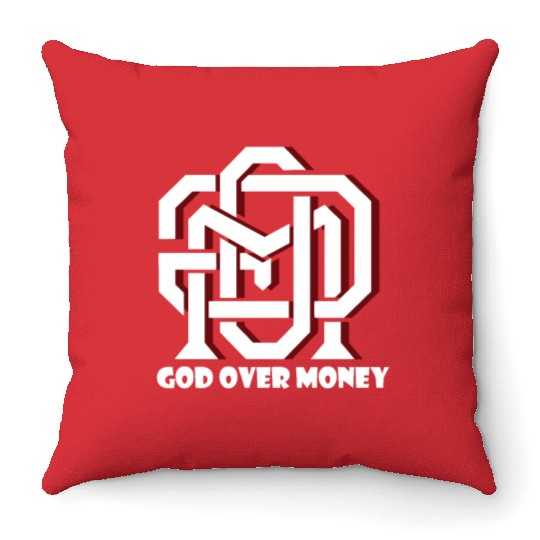 God Over Money Throw Pillows