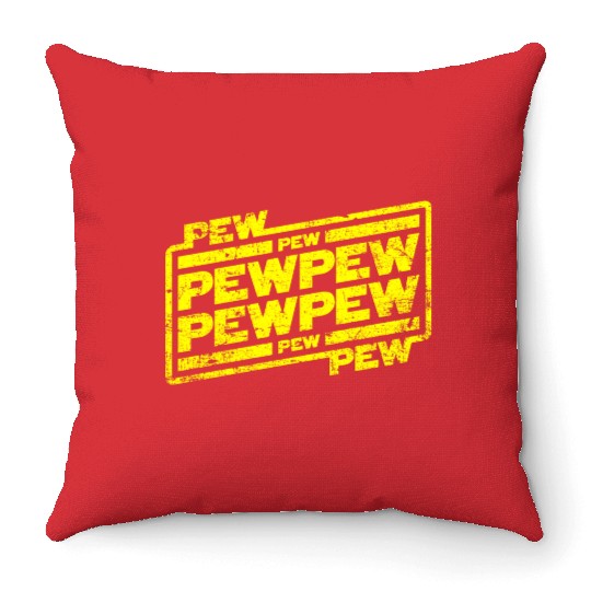 Pew Pew Pew Throw Pillows