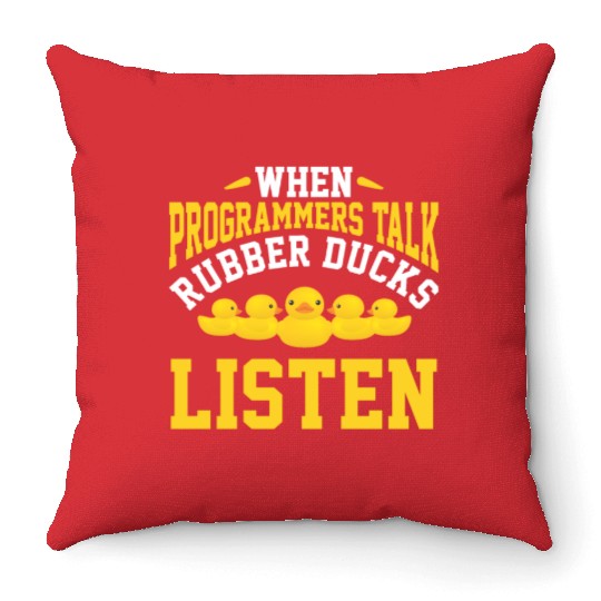 Computer Science Programmer Developer Rubber Duck Throw Pillows