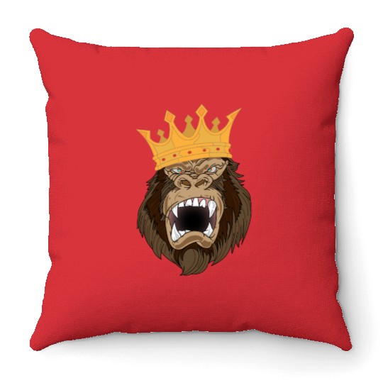 Gorilla Jungle King Throw Pillows