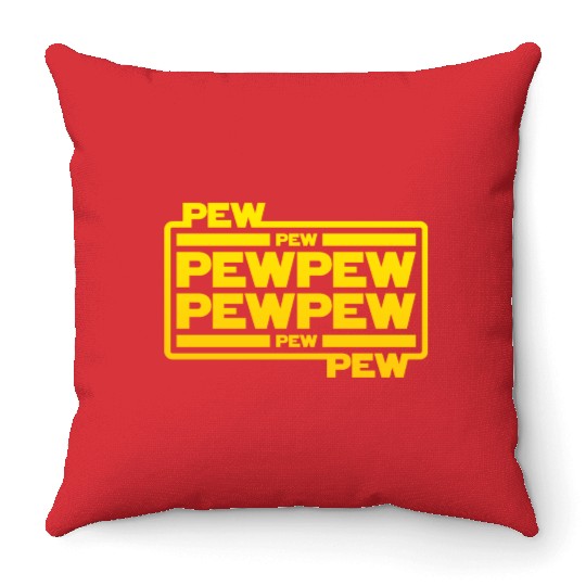 Pew Pew Pew Throw Pillows