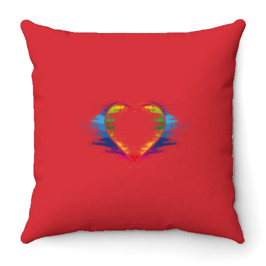 Rainbow heart Throw Pillows