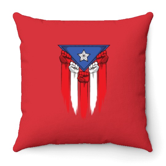 Puerto Rico Flag - Boricua Raised Fists Throw Pillows