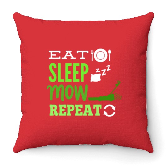 Lawn Mowing Lawnmower Throw Pillows
