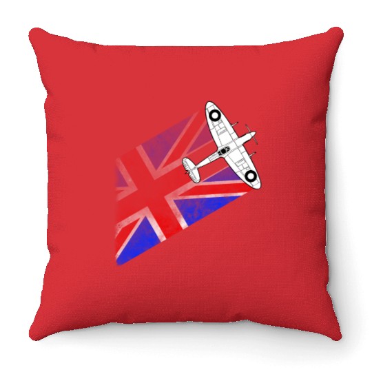 Spitfire UK Flag Mk.1 RAF British WWII Throw Pillows