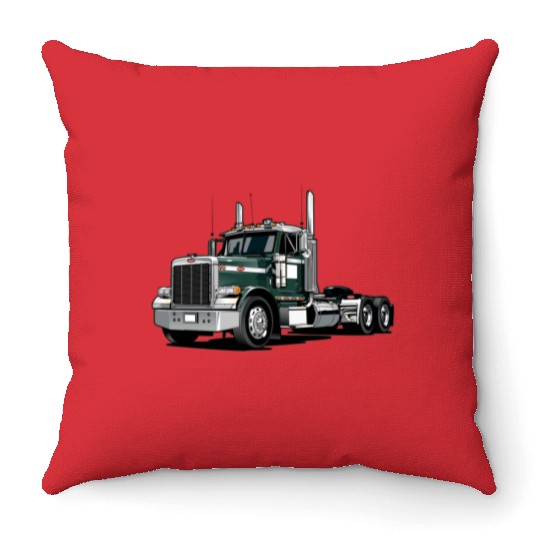 Green Semi Truck Throw Pillows