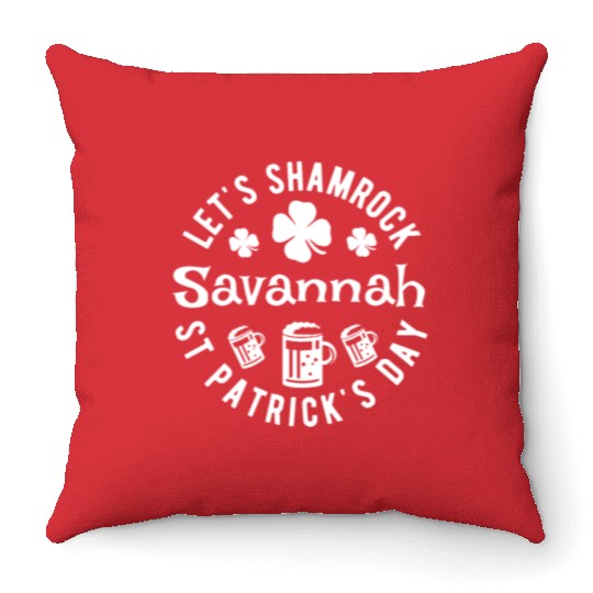 Let's Shamrock Savannah St Patrick's Day Parade Throw Pillows