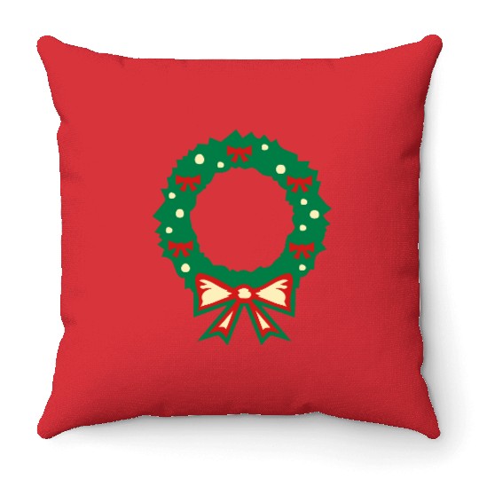christmas wreath Throw Pillows