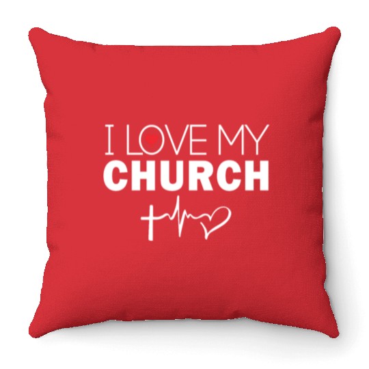 I Love My Church Throw Pillows