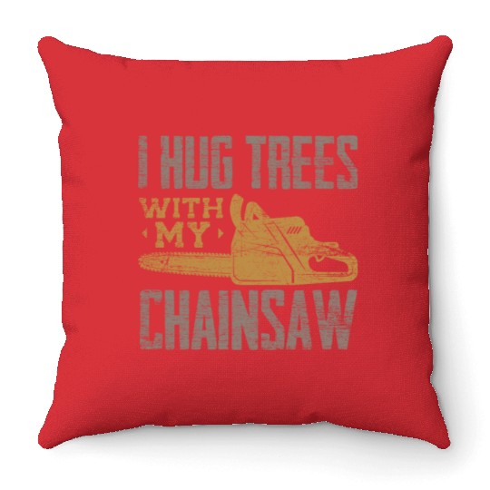 Chainsaw Lumberjack Throw Pillows