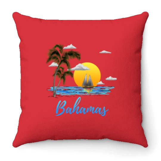 Bahamas Vacation Sailing Throw Pillows
