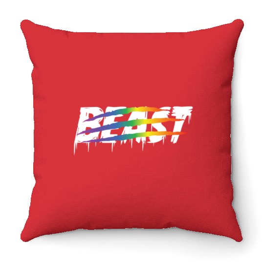 Matching Lesbian Couple Beauty & Beast Part1 Throw Pillows