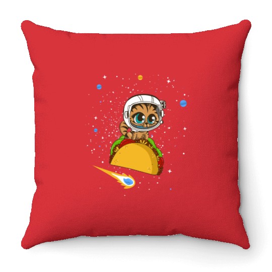 Taco Cat In Space Throw Pillows Dancing Cat Taco