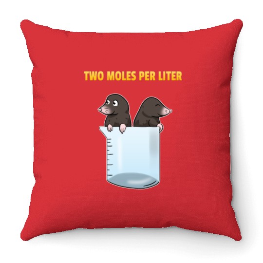 Two Moles Per Liter Chemistry Science Throw Pillows