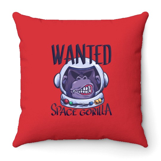 Astronaut Gorilla Monkey Science Throw Pillows